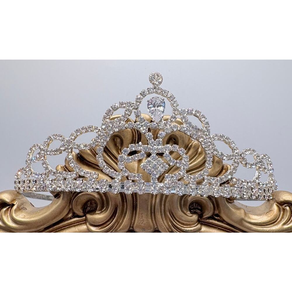 Silver-Tone Tiara with Clear Rhinestones